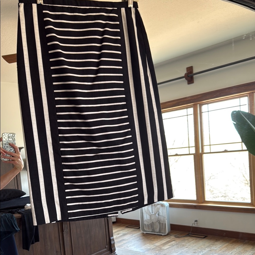 J. Crew Black & White Striped Pencil Skirt